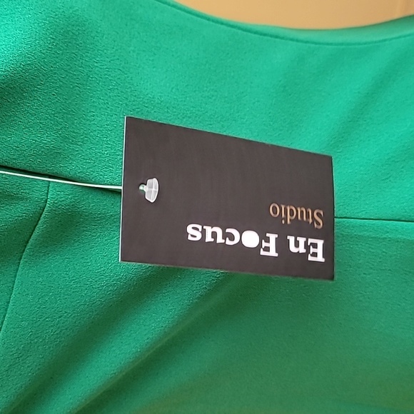 Enfocus Studio Green Sheath Dress V-Neck Flutter Sleeveless - Picture 2 of 5